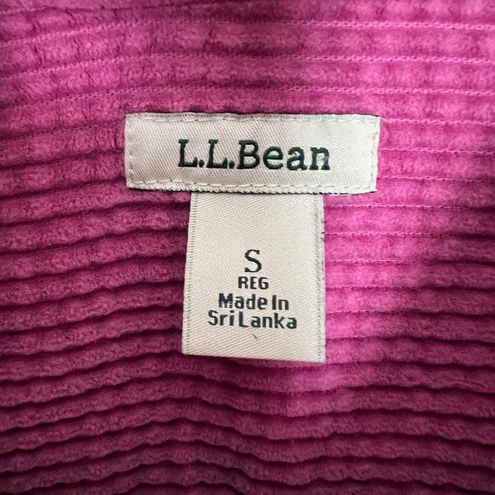 LL Bean Womens Small Magenta Pink Wide Wale Corduroy Button Down Shacket Shirt - Picture 3 of 8